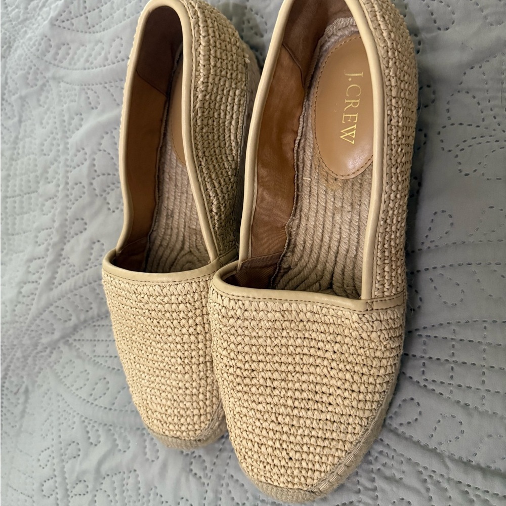 J. Crew Espadrille Woven Flats in Natural Raffia 10.5 Made in Spain - Picture 3 of 6